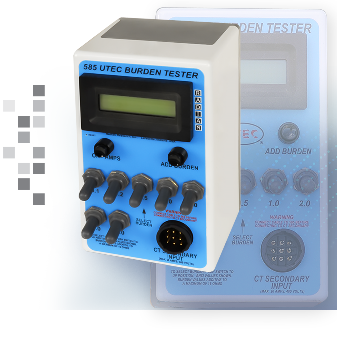 The UTEC 585 with a semi-transparent piece of equipment in the background.