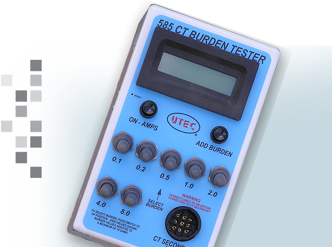 The UTEC 585 on a semi-transparent blue background.