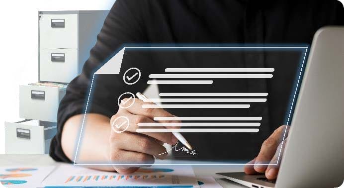 A person reading the Benefits of Digitizing Paper Documents for Energy Utilities White Paper.