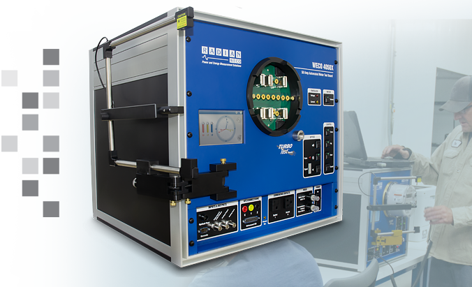 The WECO 4050X superimposed over a semi-transparent meter tech using the equipment in a shop.
