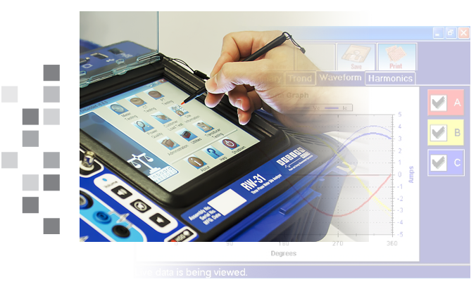 A picture of a hand using a stylus on the RW-31.