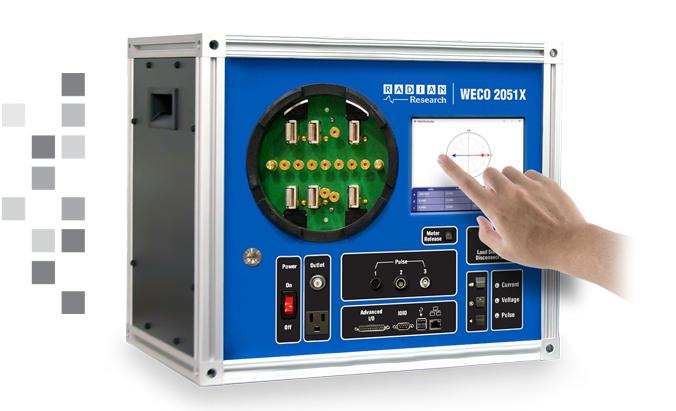 A floating hand using the touchscreen on the WECO 2051X