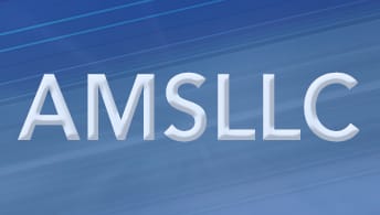 THE AMSLLC logo on a blue background.