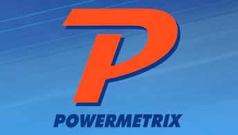 The Powermetrix logo on a blue background.