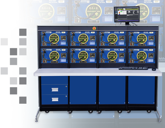 A 4-panel WECO 8000 on a semi-transparent background.