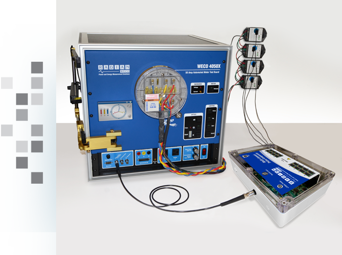 The RADIAN Multi‑Channel Pulse Comparator working in conjunction with a WECO 4050 Test Board.