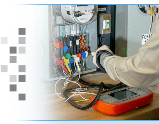 The Powermetrix 3302 being used in the field on a meter.