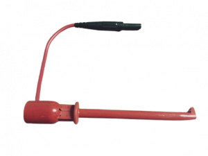 A 4mm Female Banana to EZ Hook Clip on a transparent background.