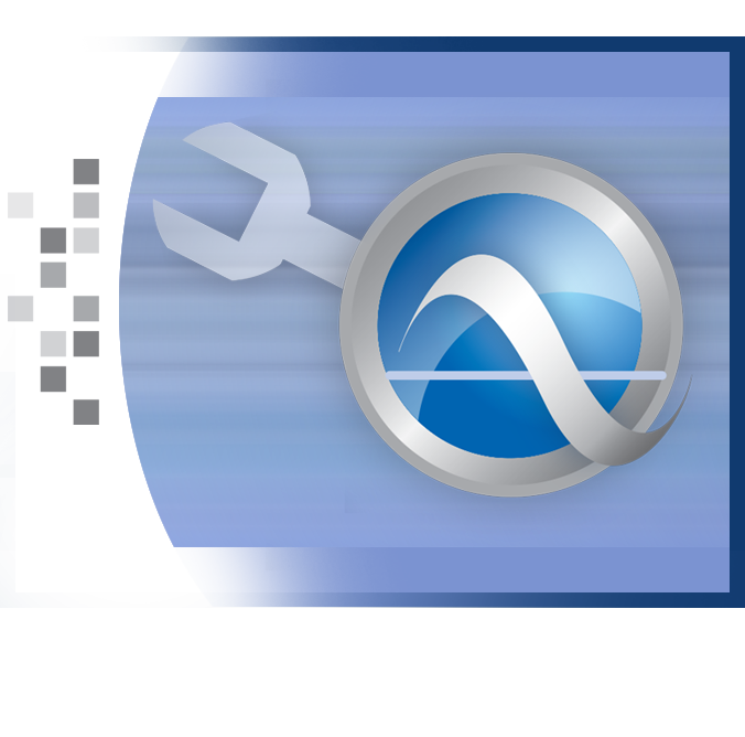 A wrench behind a waveform signifying the RADIAN Repair and Upgrade service