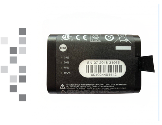 A Replacement Li-Ion Battery with gray boxes along the left border.