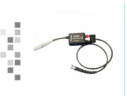 AW0019: Adapter for Customer Supplied Sensor Link Probe, BNC to two prong w/ CTA-1 with gray boxes on the left border.