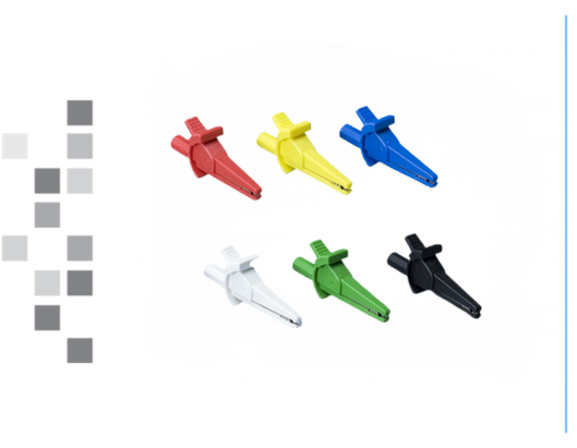 Extra Alligator Clips (white, black, red, yellow, blue, and green) with gray boxes along the left border.