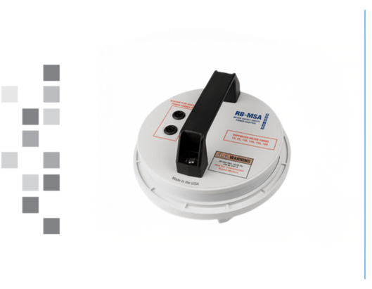 The 100084 RB-MSA is a Meter Socket Safety Power Adapter with no pass through with gray boxes along the left border.