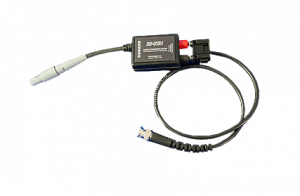 AW0019: Adapter for Customer Supplied Sensor Link Probe, BNC to two prong w/ CTA-1 with a transparent background.