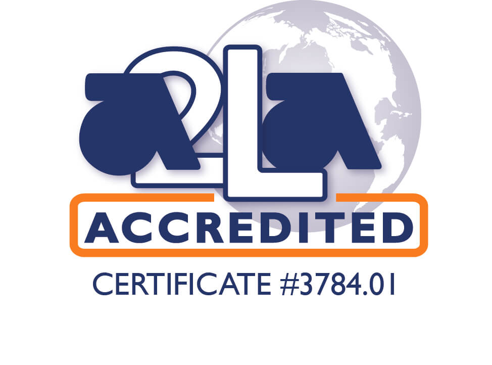 The A2LA accreditation logo on a transparent background.