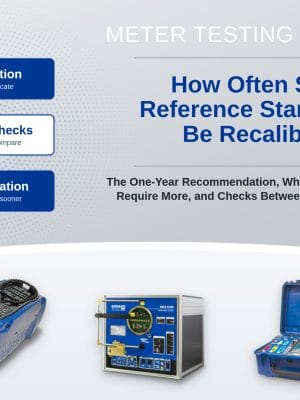 How Often Should Reference Standards Be Recalibrated? Meter testing guide cover with the calibration cycle and RADIAN test equipment