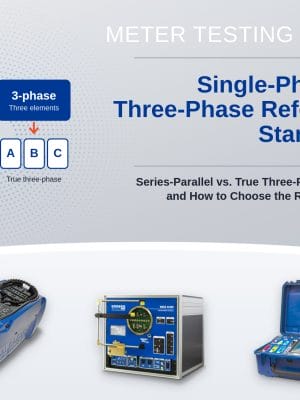 Single-Phase or Three-Phase Reference Standard? Meter testing guide cover comparing series-parallel and true three-phase testing